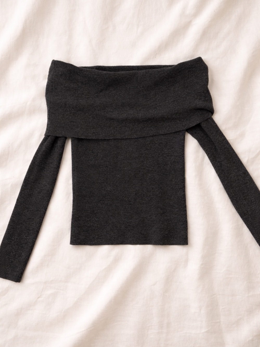 Wilfred Off-the-Shoulder Foldover Sweater - Charcoal